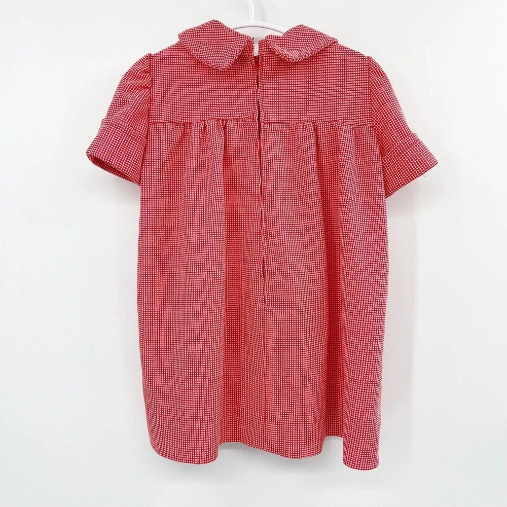 Handmade Vintage 50s 60s Peter Pan Collar Dress Red‎ Size 2T Short Sleeve Zip